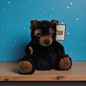 Rare Big Belly 10" Black Bear Cub Wide-Eyed Buddies Fancy Zoo Bestie Stuffed Toy